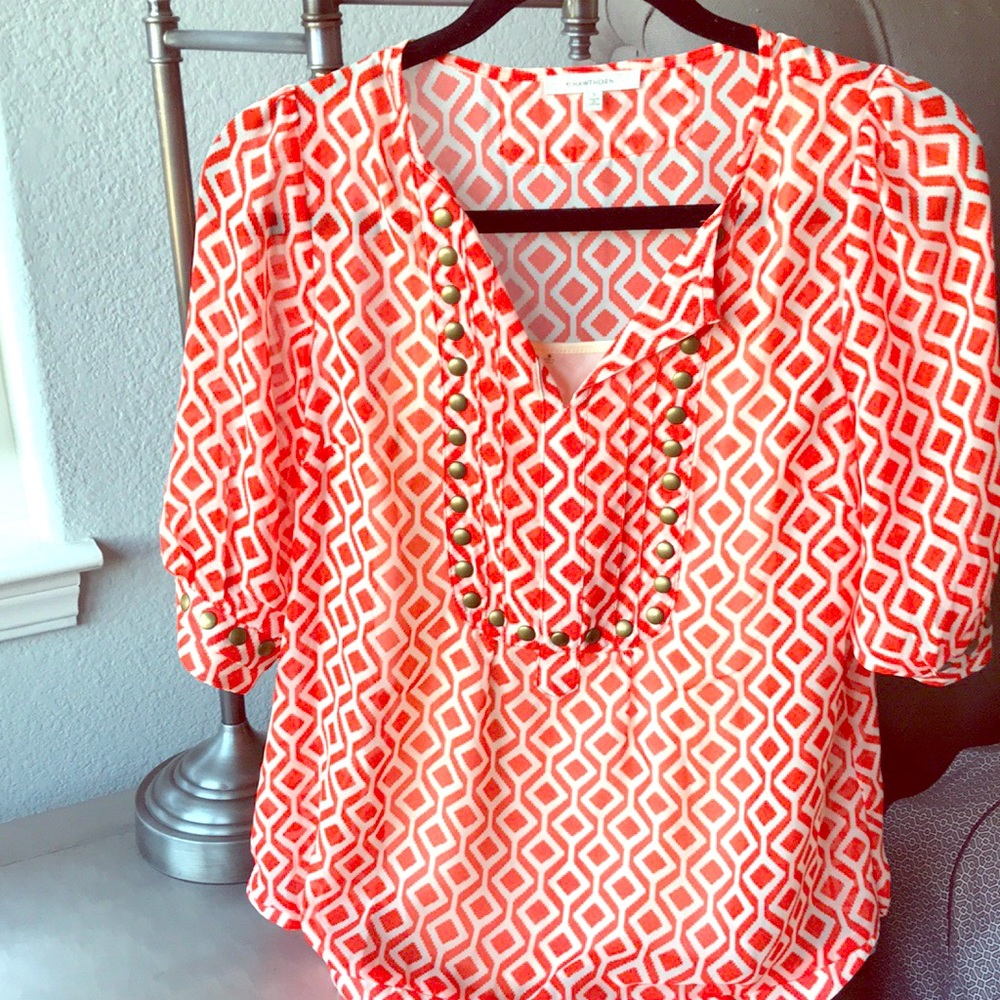 Brass Button Orange Shirt